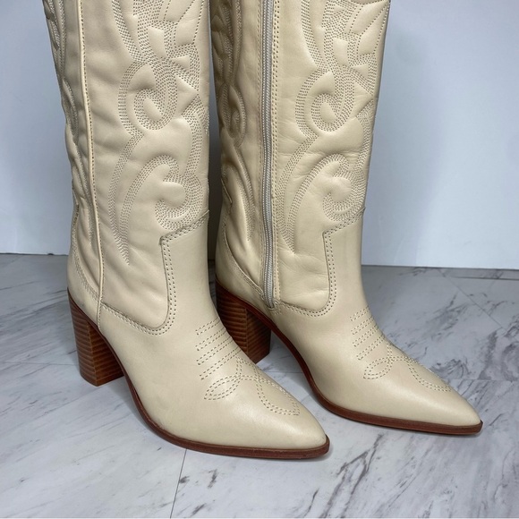 New! Schutz Maryana Western Leather Tall Block Heel Boot 5B - Picture 10 of 15